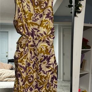 Zara Gold and Brown Ruched Halter Maxi Dress